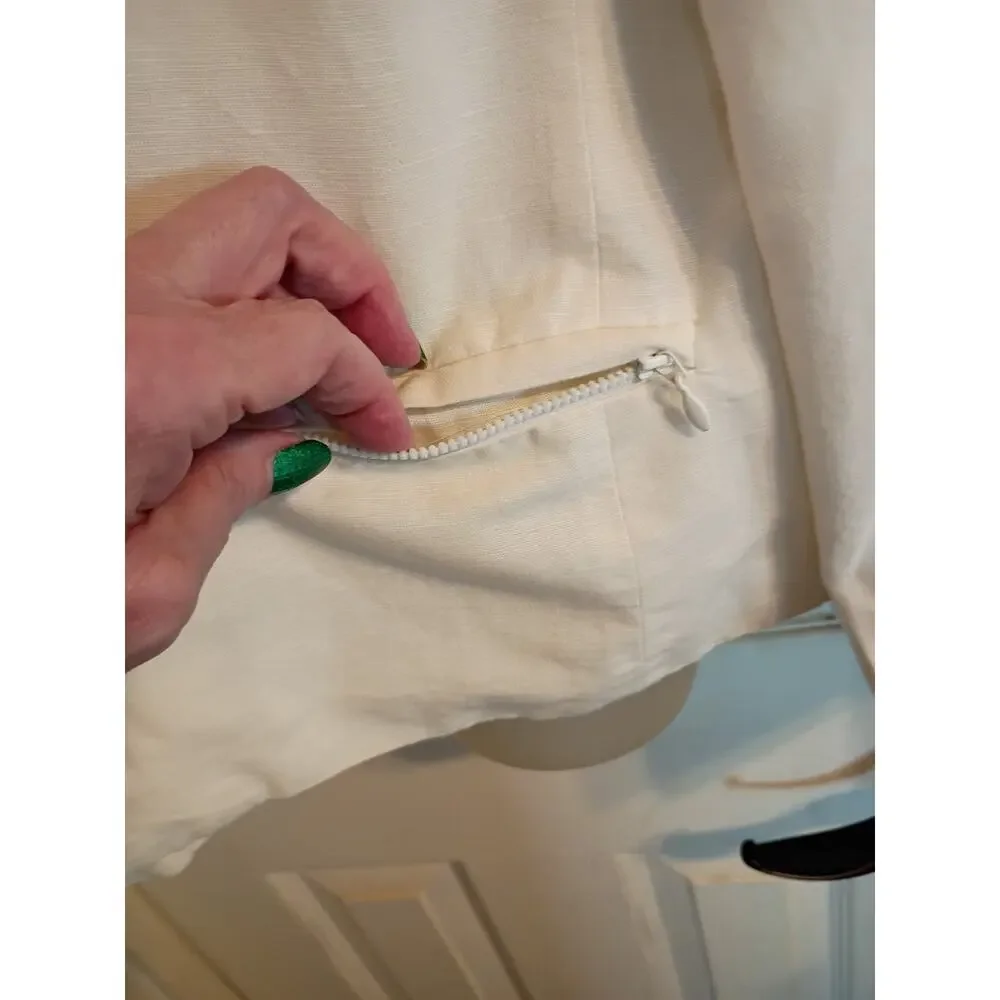 Paul Harris Design Linen Cotton Open Jacket White Zip Pockets Sz XL - Picture 4 of 10